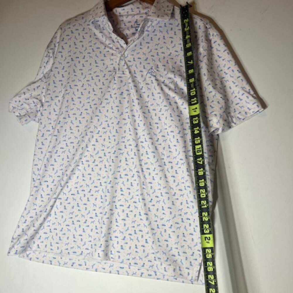 Rhoback Men's Polo Collared Blue Dog Casual White Shirt Sz M - Picture 4 of 5